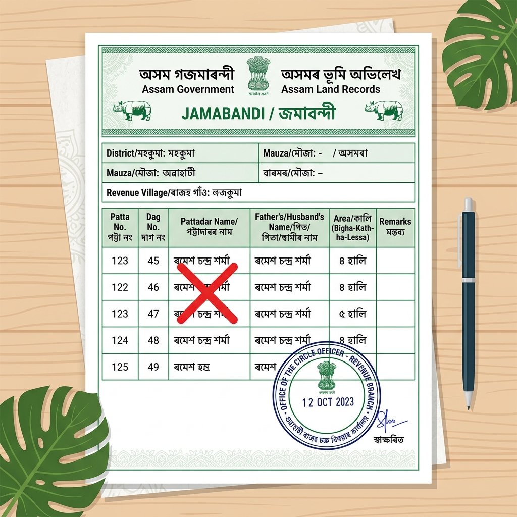 Jamabandi name correction process illustration